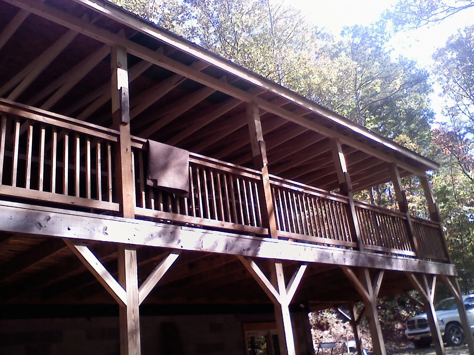 Timber framing under a new elevated porch and deck — Roof Leak Repair in Mosinee by Roofing Brothers